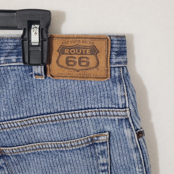ROUTE 66 CUTOFF Shorts DENIM PINSTRIPE SHORTS HIGH RISE 32 frayed hem - Picture 7 of 8